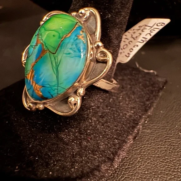 Sterling Silver and blue moon Turquoise Statement Ring - Picture 3 of 7